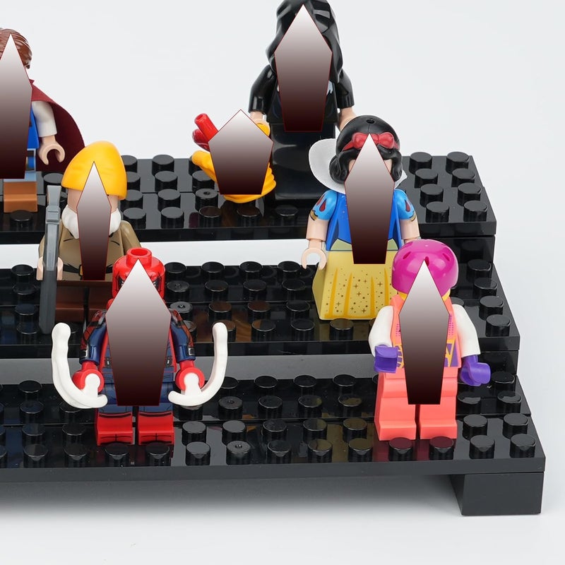 popbricks Store Brick Minifigure Display Stand – 3-Tier Display Case for Lego Minifigures – Holds 35 Figures – Black Organizer Shelf for Collectors | Great Gift for Minifigure Lovers - Image 5
